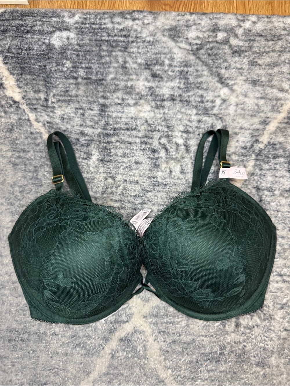 Victoria’s Secret Very Sexy Plunge Lace Overlay Padded Bra - Deep Green
